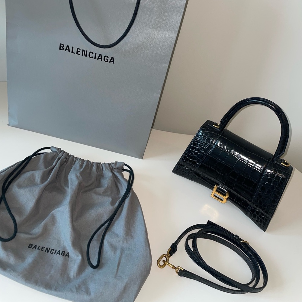 Balenciaga Small Hourglass Purse - Black/Gold